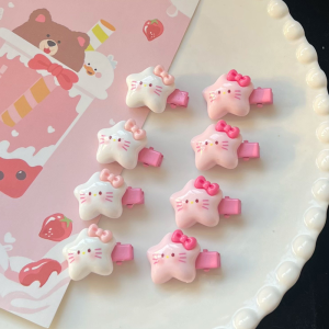 C.three Kitty Star Bobby Pin Cute Sweet Hair Clip Girl Heart Cartoon Headdress Children Hair Clip