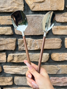 Retro Walnut Handle Solid Wood Food Grade 304 Stainless Steel Spoon Spoon Shovel Serving Spoon Buffet Spoon