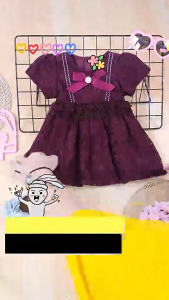 [0-24±mth] Gaun Bayi Perempuan Lembut Newborn Baby Dress Baby Soft Lace Cotton Floral Dress Maroon Blue Black White