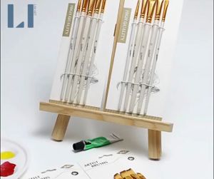 Bộ 5 cọ vẽ gỗ cao cấp màu trắng ngọc trai chuyên dụng vẽ màu nước acrylic sơn dầu LIM Art