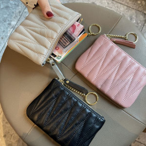 Mini Leather Coin Purse Womens Slim Zipper Wallet Sheepskin Genuine Leather Coin Bag Trendy Simple Style 2025 New Model