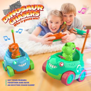 Dinosaur RC Car for Toddlers with Lights & Music Cartoon Electric Toy Vehicle - 2CH  Gift for Kids Birthday Christmas
