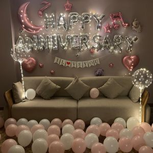 Anniversary Wedding Decoration Scene Layout Balloon Romantic Surprise Wedding Room Creative Love Anniversary Dress up