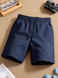 JIARONG | Quick-dry Cool Ice Silk Navy Blue Mens Five-divided Shorts