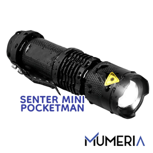Senter Mini Pocketman LED 2000 Lumens 3 Mode SWAT Police Flashlight Waterproof Tahan Air Api Outdoor Super Terang