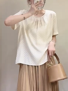 QINGNAER | Elegant French Texture Slim Fit T Shirt