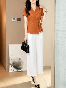 MAIMEI | Elegant Ice Silk Linen Suit Women