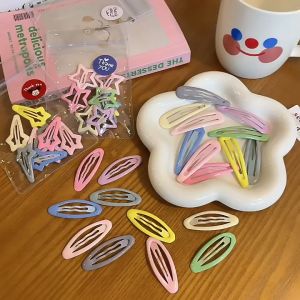 Set 10 kẹp tóc mái bấm cho bé gái hình sao tim màu pastel dễ thương PK114