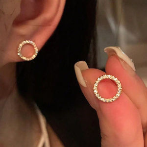 2025 New Korean Simple Exquisite Small Circle Earrings Niche Fashion Versatile Design Stud Earrings Accessories