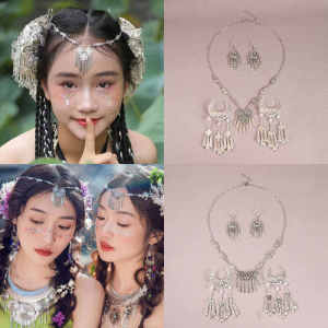 Handmade Ethnic Style Tassel Forehead Decor Womens Fashion Jewelry Set Travel Photography Eyebrow Pendant Exotic Atmosphere