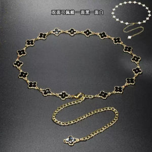 Metal Four-leaf Clover Waist Chain Accessory Double-sided Decorative Shirt Dress Sweater Chain Versatile Belt for Youth And Middle-aged