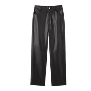 PIAOYA | Black PU High Waist Slimming Nine-part Trousers
