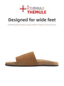 THEMULE | Soft Bottom Genuine Leather Slip On Birkenstock Slides Wide Fit