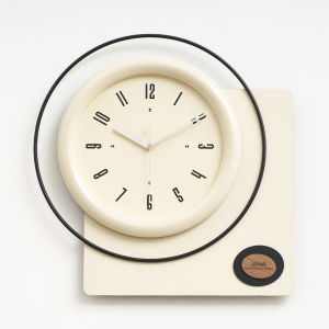 Emitdoog Creamy Modern Simple High-end Wall Clock for Living Room And Restaurant Creative Hanging Clock No Drilling Required