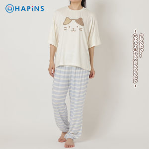 HAPiNS | Cat Print Summer Short Sleeve Long Pants Set Comfortable and Casual Wear
