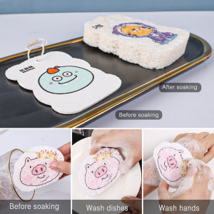 ฟองน้ำล้างจานเยื่อไม้มหัศจรรย์ 3/5 ชิ้น สำหรับซ้ำและฟองน้ำเช็ด สะอาดครัวเรือน