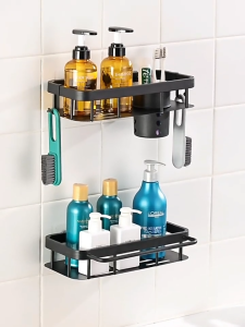 ชั้นวางของในห้องน้ำ ที่เก็บของ ที่วางของในห้องน้ํา  ชั้นสแตนเลสติดผนัง ห้องครัว ไม่ต้องเจาะพนัง