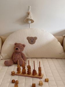 หมอนอิงรูปหมีสไตล์เกาหลี ผ้าฝ้ายแท้ หมอนอิงแบบติดเตียง หมอนอิงแบบแยกเป็นชิ้นได้สำหรับห้องนอนเด็กและทารก