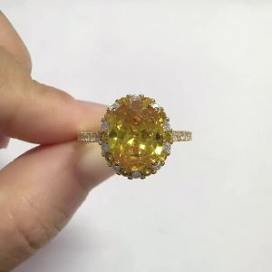 Huitan Women Ring Gold Color Thin Versatile Accessories for Party Daily Inlaid Bright Yellow CZ Fashion Versatile Jewelry Gift