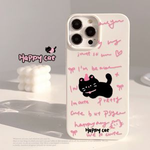 Full Cover Silicone Phone Case with Cartoon Graffiti Letter Cat Design for Apple iPhone 11 12Pro 13 16ProMax XR Protection