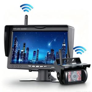7 Inch Wireless Backup Reversing Camera for Truck Bus RV Trailer Excavator 7 in Monitor Reverse Front Image 12V-24V Display