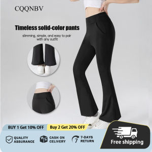 CQQNBV High-Waisted Flare Pants for Women with Pockets Shark Flared Trousers Casual Slim Fit Slacks Black & Gray Yoga Pants for Office & Daily Wear