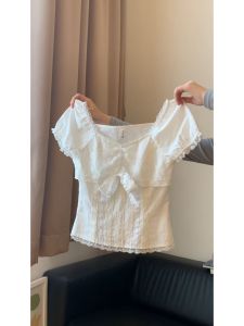 Korean Style Butterfly Knot Element Summer New Arrival Two-Piece Set Girls Feel French Style Top And Half Skirt Ensemble