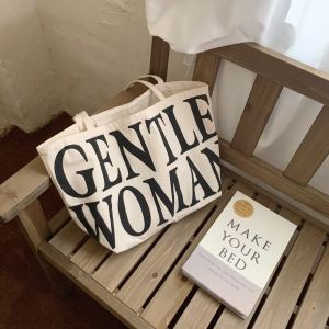 F&D Womens Fashion Canvas Zipper Handbag with Alphabet Canvas Shoulder Bag for Commuting and Leisure
