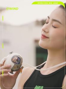 Double Cooling MECH Design Bear Robot Hanging Neck Fan Rechargeable Play Freely Gentle Breeze Fan Popular with All Ages Essential for Travel