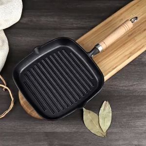 MLADEN 24CM Marble Stone Grill Steak Frying Pan Wok Cookware Tool Induction Non Stick Pot Bowl BBQ Iron Pan