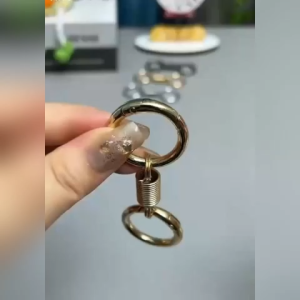 HOME+HOUND Spring Double Ring Keychain Pendant w/ Belt Hanging Portable Metal keychain