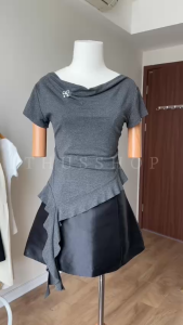 Áo Thun Bèo Dây Cá Tính Thiết Kế Ngắn Tay Cổ Đổ Trễ Vai Chất Cotton Giãn có BIGSIZE TA-3198