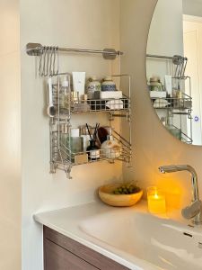 Wall Mounted No Drilling Stainless Steel Storage Shelf