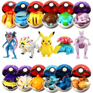 Leiao UT【🔥PO 🔥】Mainan Figure Pokemon/12 Styles Pokémon Figures Mainan Anak Pokémon Transformer Toys Pikachu/Greninja/Lucario/Char/Gyr Original New For Pokémon Childrens Toys Gift