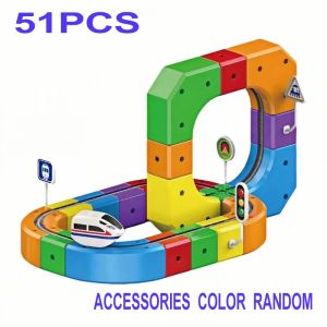 Children Magnetic Rail Car Cube Toys DIY Building Blocks Educational Toy Magical Track Train Construction Kids Christmas Gifts