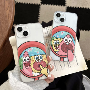 Cartoon SpongeBob SquarePants Bubble Phone Case Silicone Soft Full Cover Protective Shell for  15Pro Max 14Plus 13 12 XR