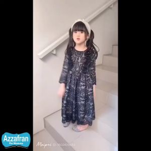 Falenka Brocade | Gamis Brokat Anak Perempuan dan Dewasa | Baju Pesta Lebaran Couple Murah Azzafran