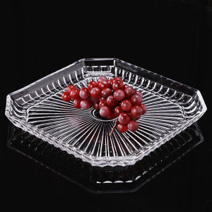 Large Size Transparent Crystal Glass Fruit Tray Creative Home Use Square Fruit Plate Tea Tray Serving Tray European Style Pure Color