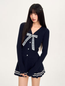 Weekendhub Sweet Girl Knitted Skirt Set College Style Early Autumn Outfit Two Pieces Womens Fashion Autumn Collection