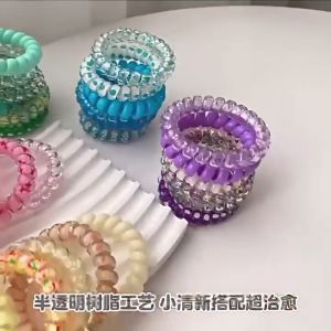 colored telephone line hair ties spiral coil hair