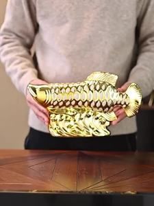 Chinese Ceramic Golden Arowana Ornaments Living Room Decorations Open Gift