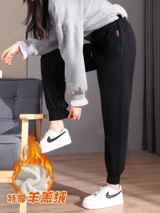 กางเกงวอร์มสปอร์ตผู้หญิงสีดำ ทรงหลวม ทรงหลวม ทรงเข้ารูป ทรงหลวม กางเกงขายาวทรงหลวมสำหรับฤดูใบไม้ร่วงและฤดูหนาว