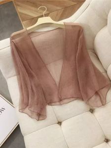 Áo Khoác Chống Nắng Bằng Vải Voan Siêu Mỏng Cho Nữ Áo Khoác Cardigan Hở Có Túi Áo Khoác Ngoài Ngắn Rộng Rãi Thanh Lịch Và Thanh Lịch