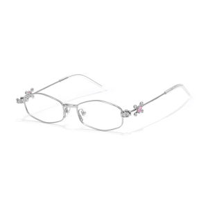 Evil Pet | Silver Polygon Ladies Jewelry Collection Blue Light Blocking Prescription Glasses Titanium Frame