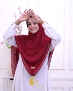 Elma Hijab Instan Khimar Valensha 2 layer Ceruty Babydoll