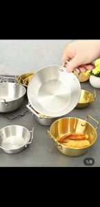 Durable Stainless Steel Scald proof Household Double Ear Food Container Snacks Plate Rice Wine Bowls Cuisine Bowl