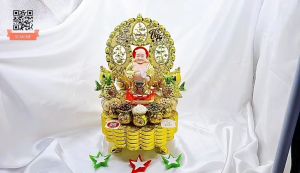 Tháp tỏi chưng ông Địa mèo sứ Neko phong thủy năng lượng có đèn - TỎI CÁT TƯỜNG