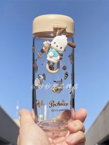 Kuromi Childrens Straw Glass Cup High Borosilicate Heat Resistant Straight Drink Strawberry Bear Student Glass Cup for Boys And Girls