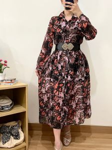 ●ECLAIRE● 003 Outer Dress Chiffon Sifon Flower Flora Bunga Korea Kasual Pesta kondangan Lebaran Import (NO INNER/NO FURING)
