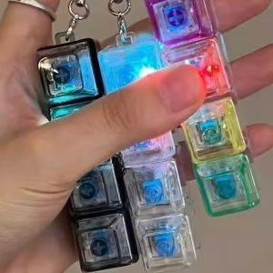 Light Up Keyboard Keychain / Stress Relief Fidget Toys / Clickable Button with LED Light / Backpack Pendant Gifts